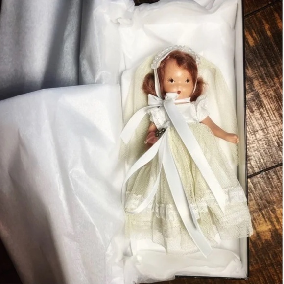 Nancy Ann Storybook Doll 5.5 in 2 joints Bride in white gown pink 🩷 1930s 1940s - Picture 1 of 6